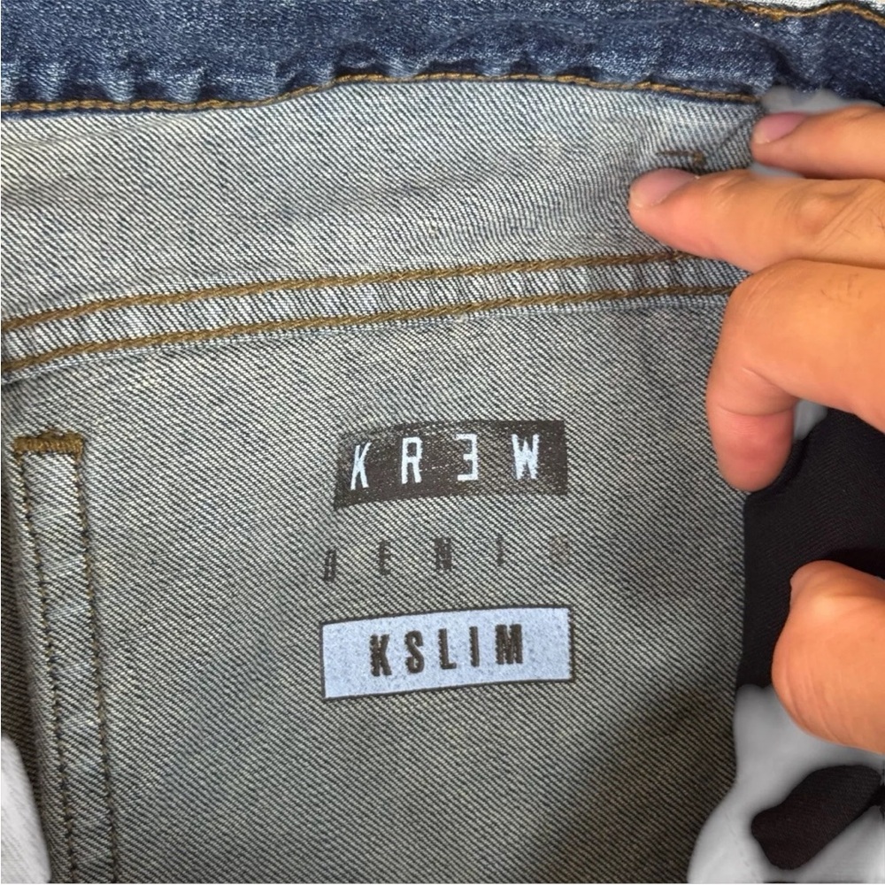 KREW Jeans Kslim Mens Size 32 Fits 33x33 Blue Mid Wash Denim Skate Boarding KR3W - Picture 7 of 14